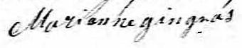 Signature de Mari Anne Gingras: 20 avril 1836