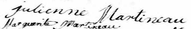 Signature de Julienne Martineau: 26 février 1827