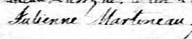 Signature de Julienne Martineau: 14 septembre 1833