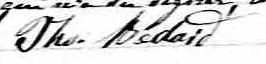 Signature de Ths. Bedard: 12 novembre 1850 Signature de Ths. Bedard: 12 novembre 1850