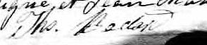 Signature de Ths. Bedard: 14 novembre 1852 Signature de Ths. Bedard: 14 novembre 1852