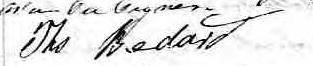 Signature de Ths Bedard: 30 septembre 1854 Signature de Ths Bedard: 30 septembre 1854