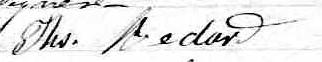 Signature de Ths. Bedard: 9 janvier 1855 Signature de Ths. Bedard: 9 janvier 1855