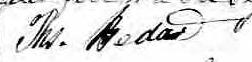 Signature de Ths. Bedard: 23 novembre 1856 Signature de Ths. Bedard: 23 novembre 1856