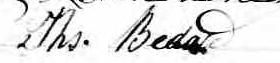 Signature de Ths. Bedard: 12 septembre 1860 Signature de Ths. Bedard: 12 septembre 1860