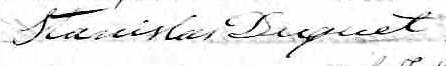 Signature de Stanislas Duquet: 20 janvier 1853 Signature de Stanislas Duquet: 20 janvier 1853