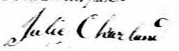 Signature de Julie Charland: 14 février 1831