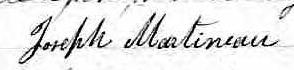 Signature de Joseph Martineau: 31 mars 1863 Signature de Joseph Martineau: 31 mars 1863