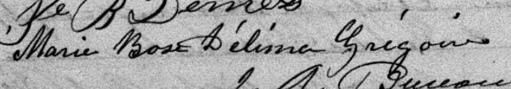 Signature de Marie Rose Délima Grégoire: 7 avril 1887 Signature de Marie Rose Délima Grégoire: 7 avril 1887