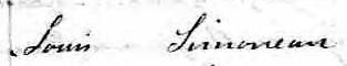 Signature de Louis Simoneau: 16 septembre 1854 Signature de Louis Simoneau: 16 septembre 1854