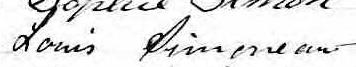 Signature de Louis Simoneau: 18 janvier 1859 Signature de Louis Simoneau: 18 janvier 1859