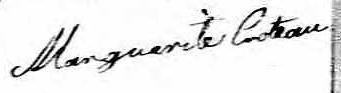 Signature de Marguerite Croteau: 14 août 1837 Signature de Marguerite Croteau: 14 août 1837