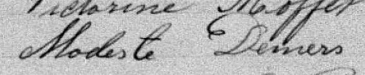 Signature de Modeste Demers: 14 août 1883 Signature de Modeste Demers: 14 août 1883
