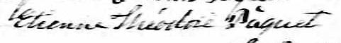 Signature de Etienne Théodore Pâquet: 8 janvier 1850 Signature de Etienne Théodore Pâquet: 8 janvier 1850