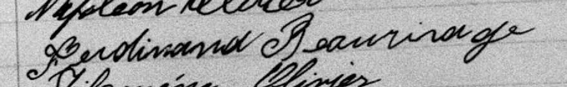 Signature de Ferdinand Beaurivage: 20 juillet 1892 Signature de Ferdinand Beaurivage: 20 juillet 1892