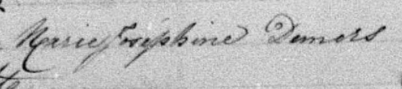 Signature de Marie Joséphine Demers: 29 août 1882 Signature de Marie Joséphine Demers: 29 août 1882