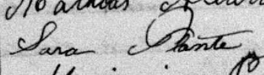 Signature de Sara Plante: 26 juillet 1887 Signature de Sara Plante: 26 juillet 1887