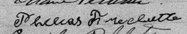 Signature de Philias Frechette: 15 janvier 1900 Signature de Philias Frechette: 15 janvier 1900
