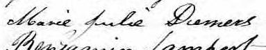 Signature de Marie Julie Demers: 14 août 1855 Signature de Marie Julie Demers: 14 août 1855