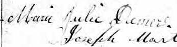 Signature de Marie Julie Demers: 7 février 1857 Signature de Marie Julie Demers: 7 février 1857
