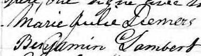 Signature de Marie Julie Demers: 15 octobre 1860 Signature de Marie Julie Demers: 15 octobre 1860