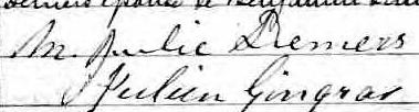 Signature de M. Julie Demers: 30 mars 1874 Signature de M. Julie Demers: 30 mars 1874
