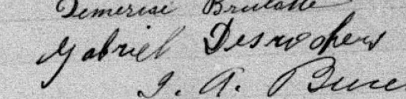 Signature de Gabriel Desrochers: 24 février 1882 Signature de Gabriel Desrochers: 24 février 1882