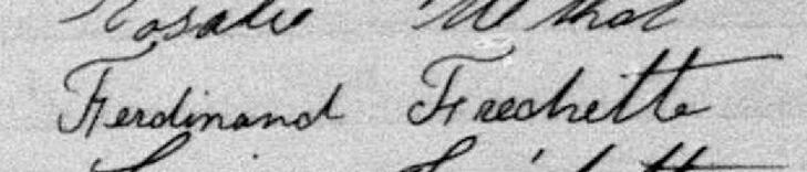 Signature de Ferdinand Frechette: 20 août 1888 Signature de Ferdinand Frechette: 20 août 1888