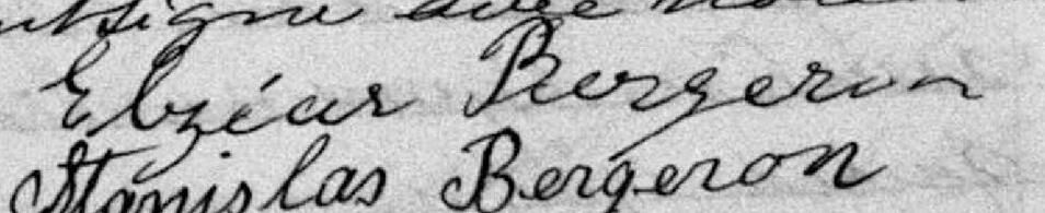 Signature de Elzéar Bergeron: 17 janvier 1887 Signature de Elzéar Bergeron: 17 janvier 1887