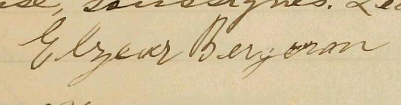Signature de Elzear Bergeron: 9 janvier 1901 Signature de Elzear Bergeron: 9 janvier 1901