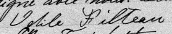 Signature de Odile Filteau: 11 février 1889 Signature de Odile Filteau: 11 février 1889