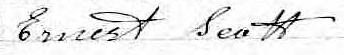 Signature de Ernest Scott: premier mai 1873 Signature de Ernest Scott: premier mai 1873