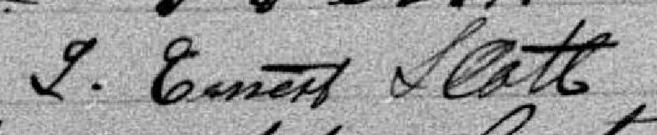 Signature de L. Ernest Scott: 14 avril 1884 Signature de L. Ernest Scott: 14 avril 1884