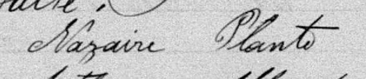 Signature de Nazaire Plante: 14 mars 1894 Signature de Nazaire Plante: 14 mars 1894