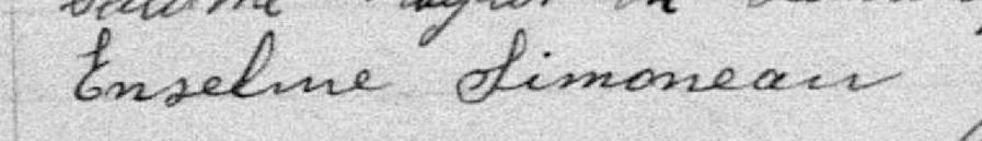 Signature de Enselme Simoneau: 31 mai 1896 Signature de Enselme Simoneau: 31 mai 1896