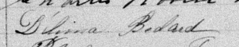 Signature de Délina Bedard: 23 juin 1884 Signature de Délina Bedard: 23 juin 1884