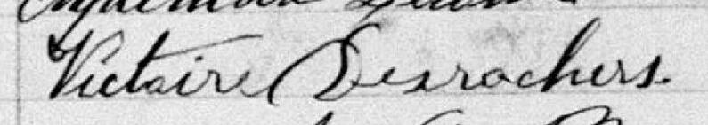 Signature de Victoire Desrochers: 8 janvier 1878 Signature de Victoire Desrochers: 8 janvier 1878