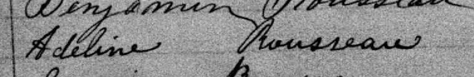 Signature de Adeline Rousseau: 26 janvier 1885 Signature de Adeline Rousseau: 26 janvier 1885