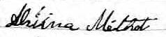 Signature de Alvina Méthot: 4 août 1874 Signature de Alvina Méthot: 4 août 1874