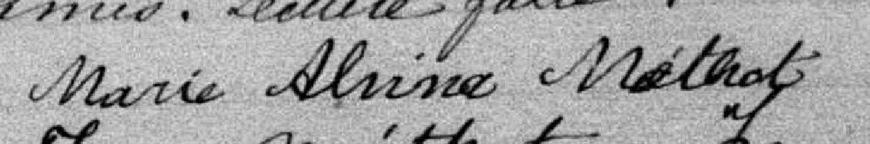 Signature de Marie Alvina Méthot: 23 janvier 1883 Signature de Marie Alvina Méthot: 23 janvier 1883
