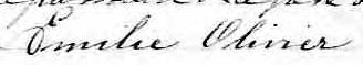 Signature de Emilie Olivier: 12 avril 1858 Signature de Emilie Olivier: 12 avril 1858