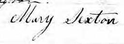 Signature de Mary Sexton: 18 avril 1858 Signature de Mary Sexton: 18 avril 1858