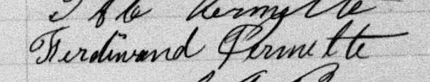 Signature de Ferdinand Vermette: 7 mars 1890 Signature de Ferdinand Vermette: 7 mars 1890