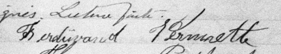Signature de Ferdinand Vermette: 23 avril 1898 Signature de Ferdinand Vermette: 23 avril 1898
