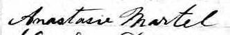 Signature de Anastasie Martel: 27 novembre 1876 Signature de Anastasie Martel: 27 novembre 1876