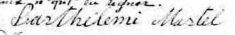 Signature de Barthélemi Martel: 29 janvier 1867 Signature de Barthélemi Martel: 29 janvier 1867
