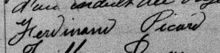 Signature de Ferdinand Picard: 10 avril 1877 Signature de Ferdinand Picard: 10 avril 1877