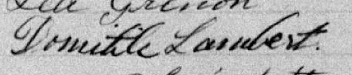 Signature de Domitile Lambert: 15 janvier 1884 Signature de Domitile Lambert: 15 janvier 1884