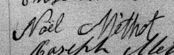 Signature de Noël Méthot: 23 janvier 1883 Signature de Noël Méthot: 23 janvier 1883