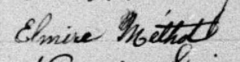 Signature de Elmire Méthot: 11 février 1884 Signature de Elmire Méthot: 11 février 1884